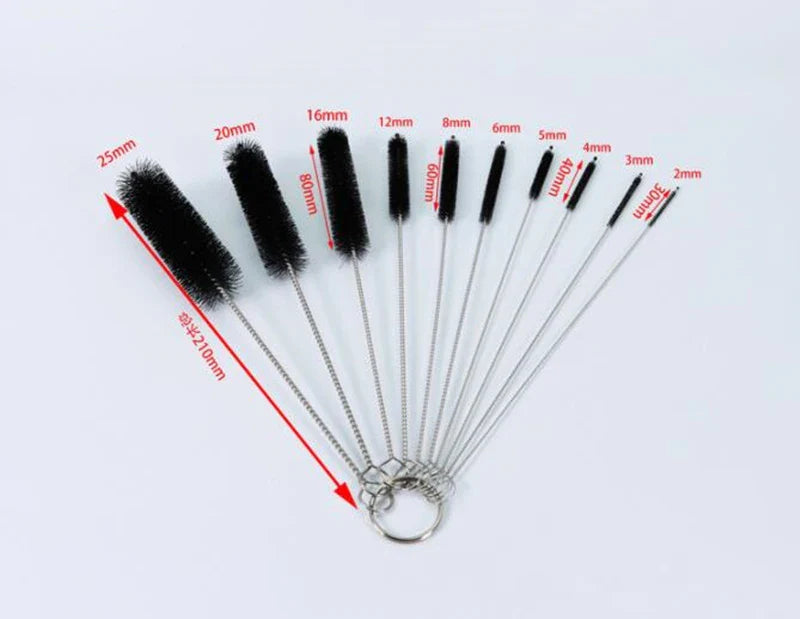 10pcs Nylon Bottle & Straw Cleaning Brush Set – Kitchen Tube, Bottle & Straw Bristle Cleaner Kit