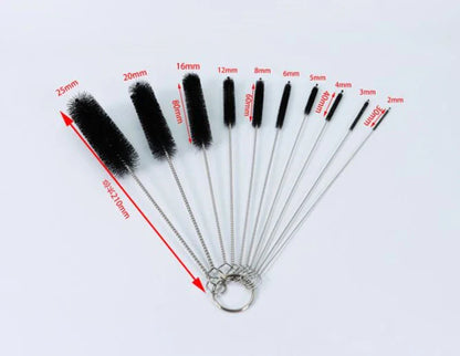 10pcs Nylon Bottle & Straw Cleaning Brush Set – Kitchen Tube, Bottle & Straw Bristle Cleaner Kit