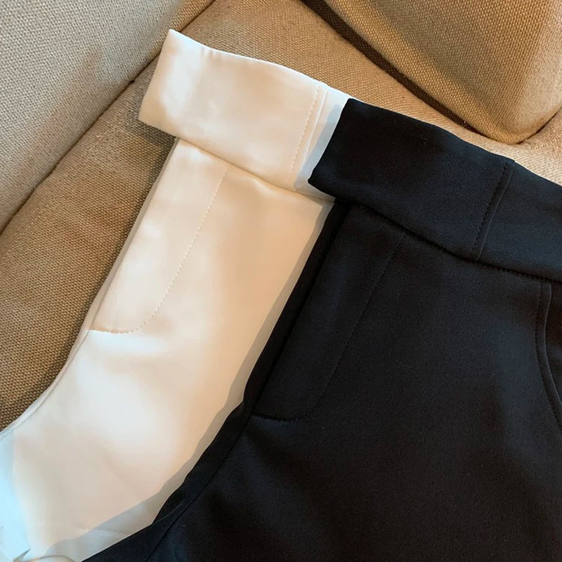 Mooyufon Black High-Waisted Shorts for Women – Harajuku A-Line Slim Fit Casual Sexy Straight Pants