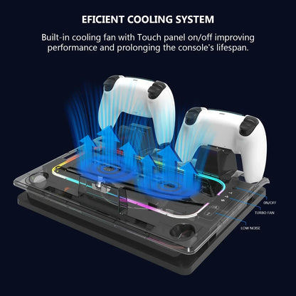 GAMINJA P53 RGB Cooling Stand for PS5 Slim – Multi-Function Controller Charger & PS Portal Magnetic Charging Base Station