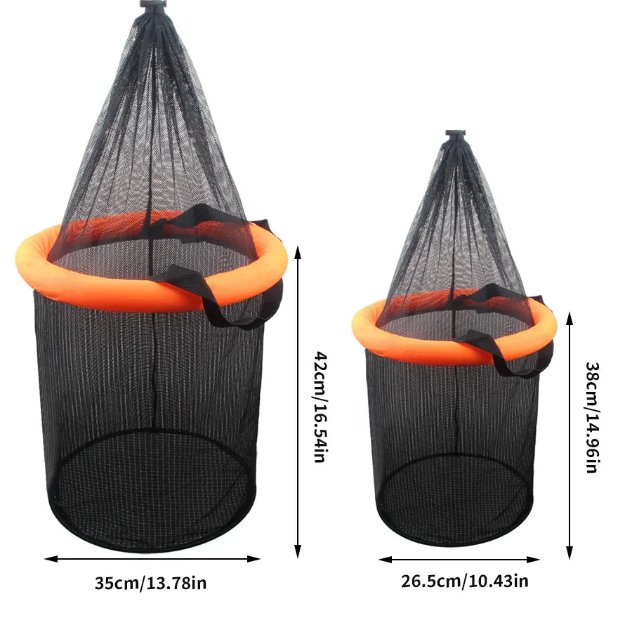 Floating Collapsible Fishing Bait Basket – Durable Mesh Live Fish Keeper Net Cage