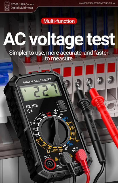 ANENG SZ308 1999-Count Multimeter — HFE Triode Tester, Square Wave Voltmeter & 10A Current Meter