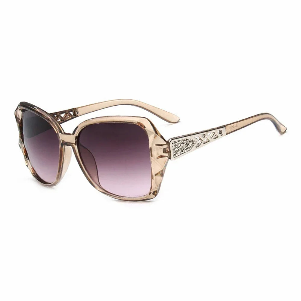 Fashionable Big Purple Sunglasses for Women - Luxury Brand Square Mirror Shades for Ladies