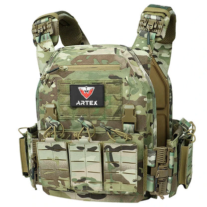 Ranger Green Plate Carrier Tactical Vest - Quick Release Security Molle Chaleco with Laser Cut Bandolier