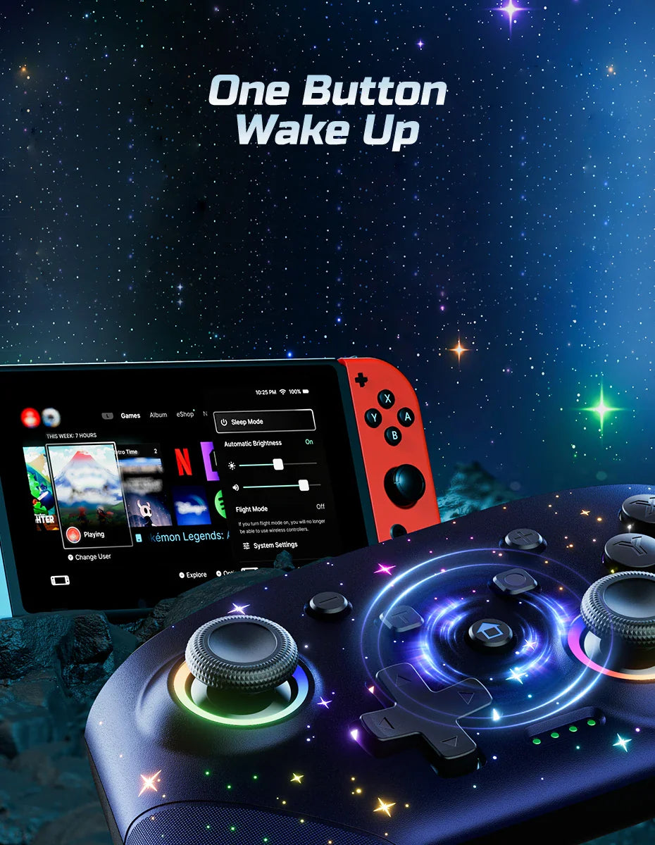 LED Star Wireless Pro Controller for Nintendo Switch, Switch Lite & OLED – Multi-Platform Bluetooth Controller for Windows, iOS & Android