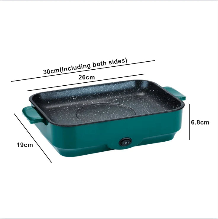 Multifunctional Electric BBQ Grill – 26cm Square Mini Electric Baking Tray and Wok for Pancakes, Steak, and Kitchen Frying