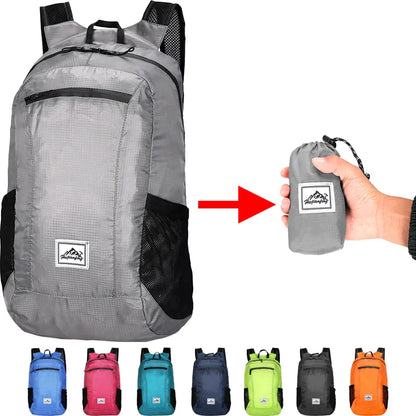 18L Portable Foldable Backpack: Ultralight Mountaineering Bag for Outdoor Climbing, Cycling, Travel - Hiking Daypack