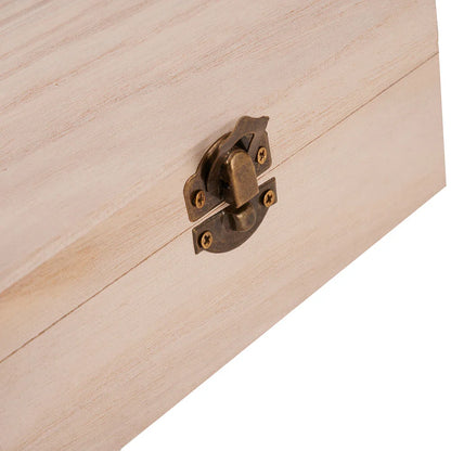 Wooden Jewelry Storage Box with Lid — Square Hinged Craft Box for DIY, Home Decor, and Mother's Day Gift