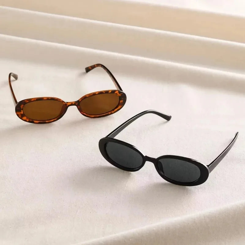 Vintage Small Oval Sunglasses for Women – Luxury Brand Designer Retro Black & Red UV400 Eyewear
