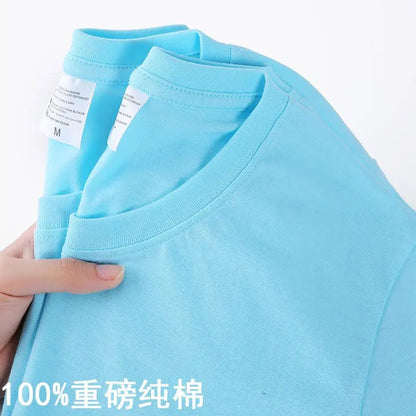 100% Cotton Unisex T-Shirt – Solid Color O-Neck Short Sleeve Tops for Men & Women, Summer Korean Loose Fit M-4XL
