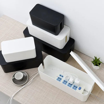 Cable Storage Box & Wire Organizer – Power Strip, Socket & Charger Management Case for Desk and Network Cables