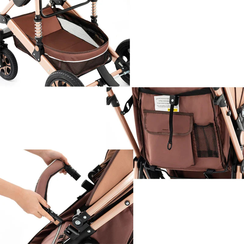 3-in-1 Baby Stroller Travel System – Foldable Newborn Pram with Isofix Base & Reversible Carriage