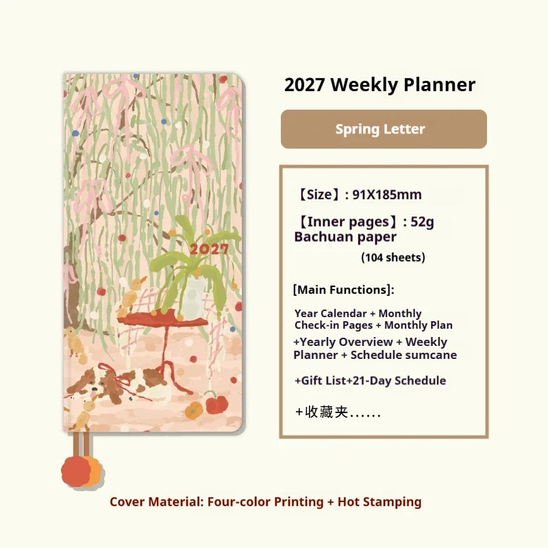 Kinbor 2027 A5/A6 Planner Notebook - Full-Year Daily Journal & Monthly Agenda for Time Management