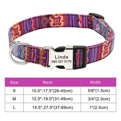 Adjustable Nylon Dog & Cat Collar – Personalized ID Collar with Engraved Name Buckle, Anti-Lost for Small, Medium & Large Pets