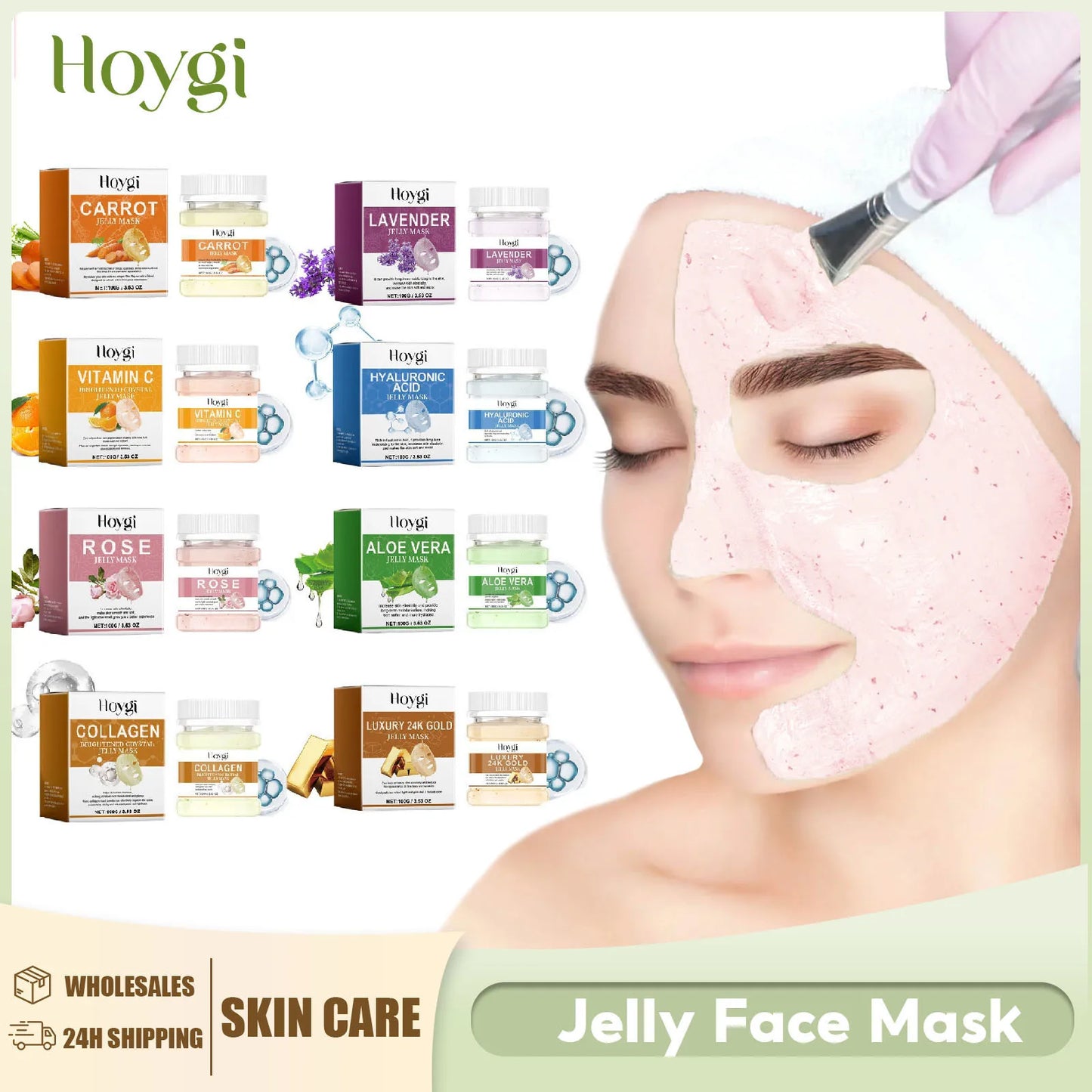 Jelly Mask Powder - Hydrating Rose & 24k Gold Peel-Off Facial Mask for Nourishing, Moisturizing & Revitalizing SPA Treatment
