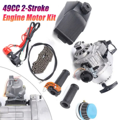 49CC 2-Stroke Pull Start Engine Motor Kit - Single Cylinder for Pocket Bikes, Mini Dirt Bikes, ATVs, and Scooters