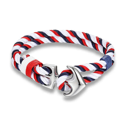 MKENDN Anchor Bracelet – Double Strand Nautical Waterproof Rope with Black Stainless Steel Sport Buckle for Men & Women