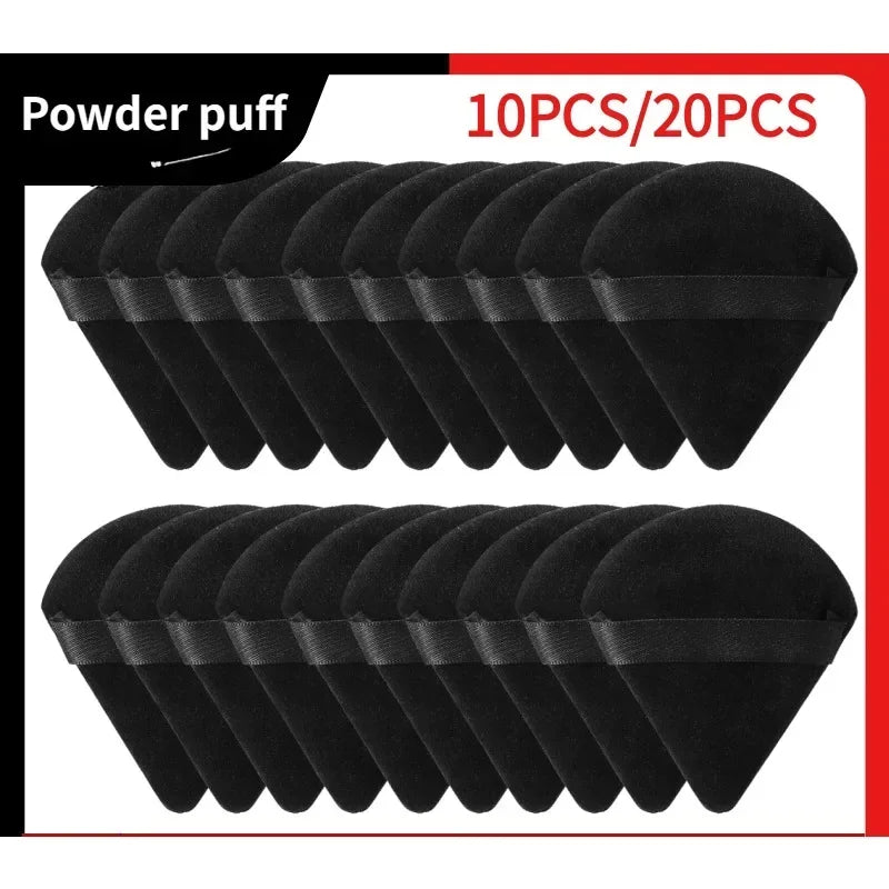 10/20PCS Triangle Velvet Powder Puffs – Mini Face Makeup Sponges, Washable & Lightweight Cosmetic Tools