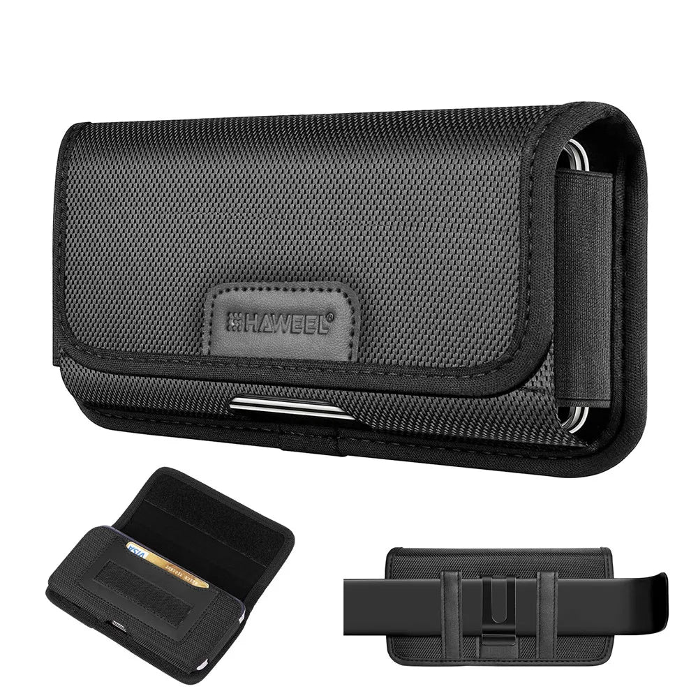 4.7-6.8 Inch Nylon Phone Pouch – Multifunction Cell Phone Belt Clip Holster Waist Bag for iPhone, Samsung & Smartphones