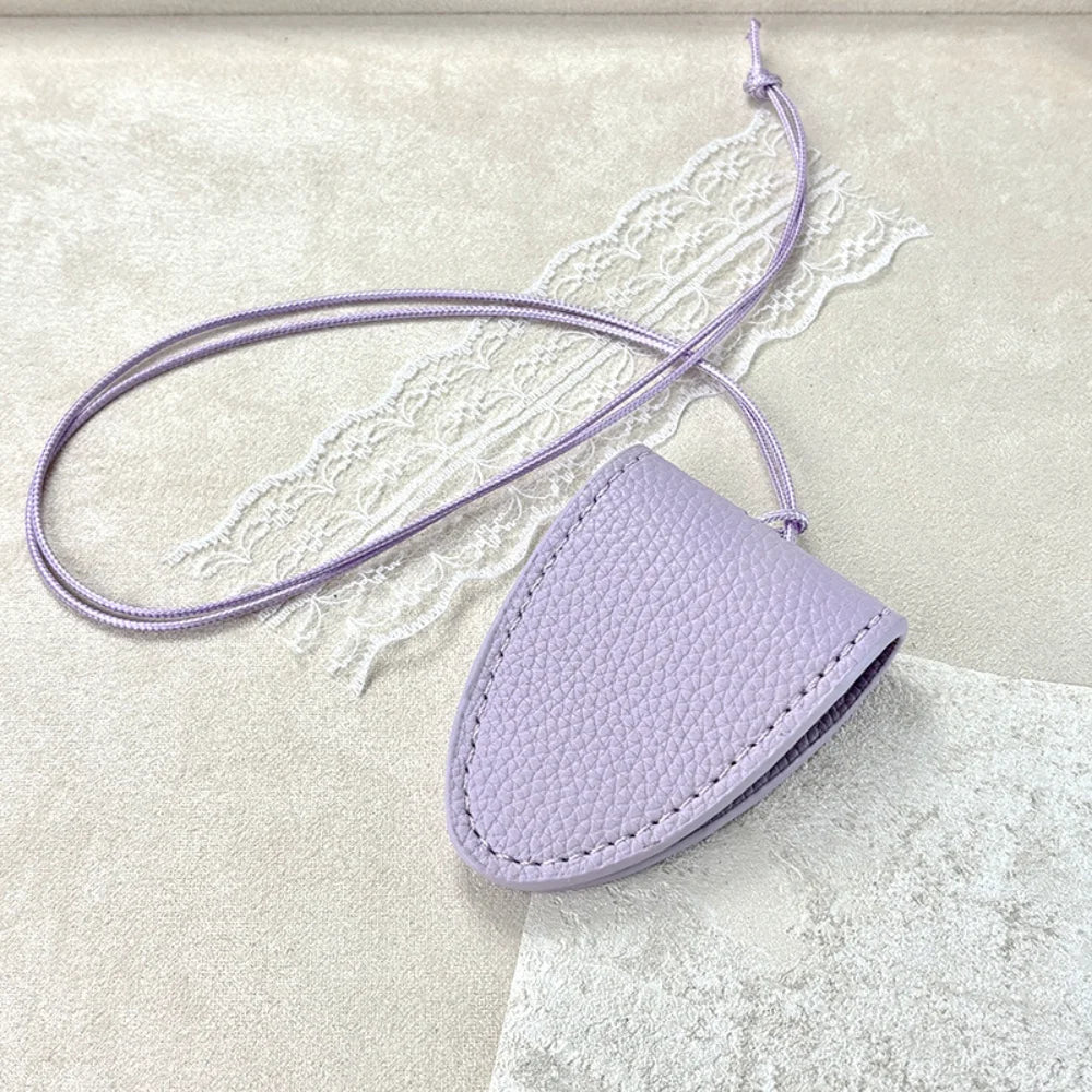 Hanging Neck Eyeglasses Storage Bag with Chain – Unisex Leather Sunglasses Case & Portable Key Holder Pendant