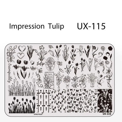 UX Serial 2 Stainless Steel Stamping Plate Template – Vintage Abstract Fabric Texture Pattern for Nail Art, Floral Lace, Xmas & Halloween Designs (UX52)
