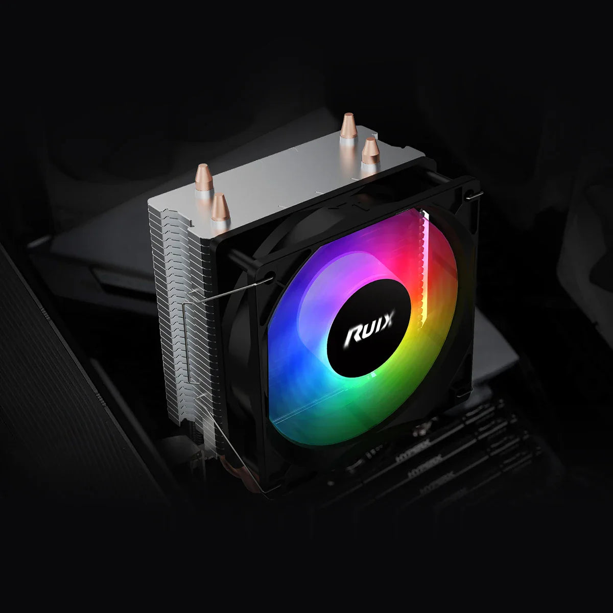 Ruix X2000 RGB CPU Air Cooler — 2 Heatpipe Radiator with 3-Pin Quiet Fan for Intel LGA 115X/1200/1700 & AMD AM4/AM5