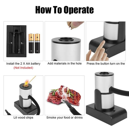 Portable Wood Chips Smoking Gun - Molecular Cuisine Cold Smoke Generator for Meat, Fish, Bacon, and More