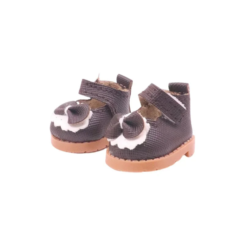3.8cm Doll Shoes for 17cm Labubu Doll — Solid Color Lace-Up Canvas PU Shoes, Doll Clothing Accessories & Girl’s Toy Gift