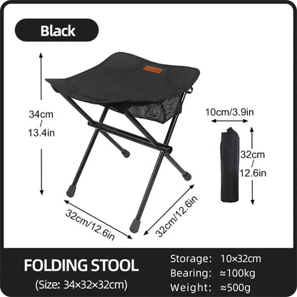 Portable Folding Camping Stool Aluminum Alloy Lightweight Outdoor Fishing & Picnic Chair