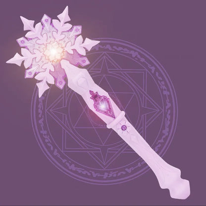 Princess Snow Wand Toy - Snowflake Light & Sound Wand for Kids, Glowing Fairy Cosplay Toy for Girls, Christmas & Halloween