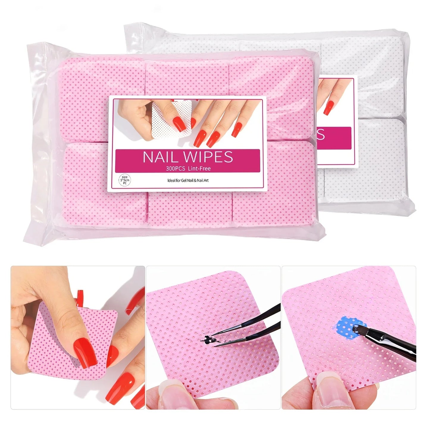 Nail Polish Remover Wipes - Non-Woven Nail Cleaning Pads for Women & Girls, Beauty Salon Essentials
