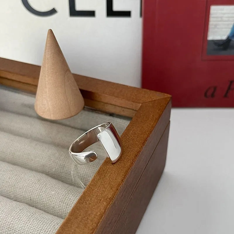 VENTFILLE 925 Sterling Silver Adjustable Ring – Vintage Hollow Line Punk Hip Hop Couple Jewelry