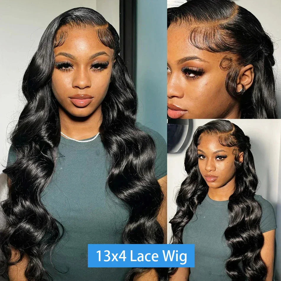 250% Density Body Wave Lace Front Wig – 13x6 Transparent Brazilian Remy Human Hair, 30-32 Inch for Black Women