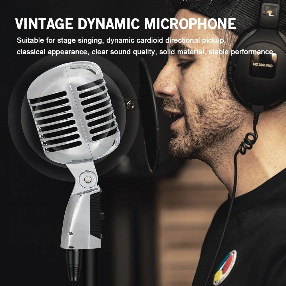 LEUS LAC50-55SH Professional Wired Vintage Microphone – Dynamic Vocal Mic for Live Performance & Karaoke