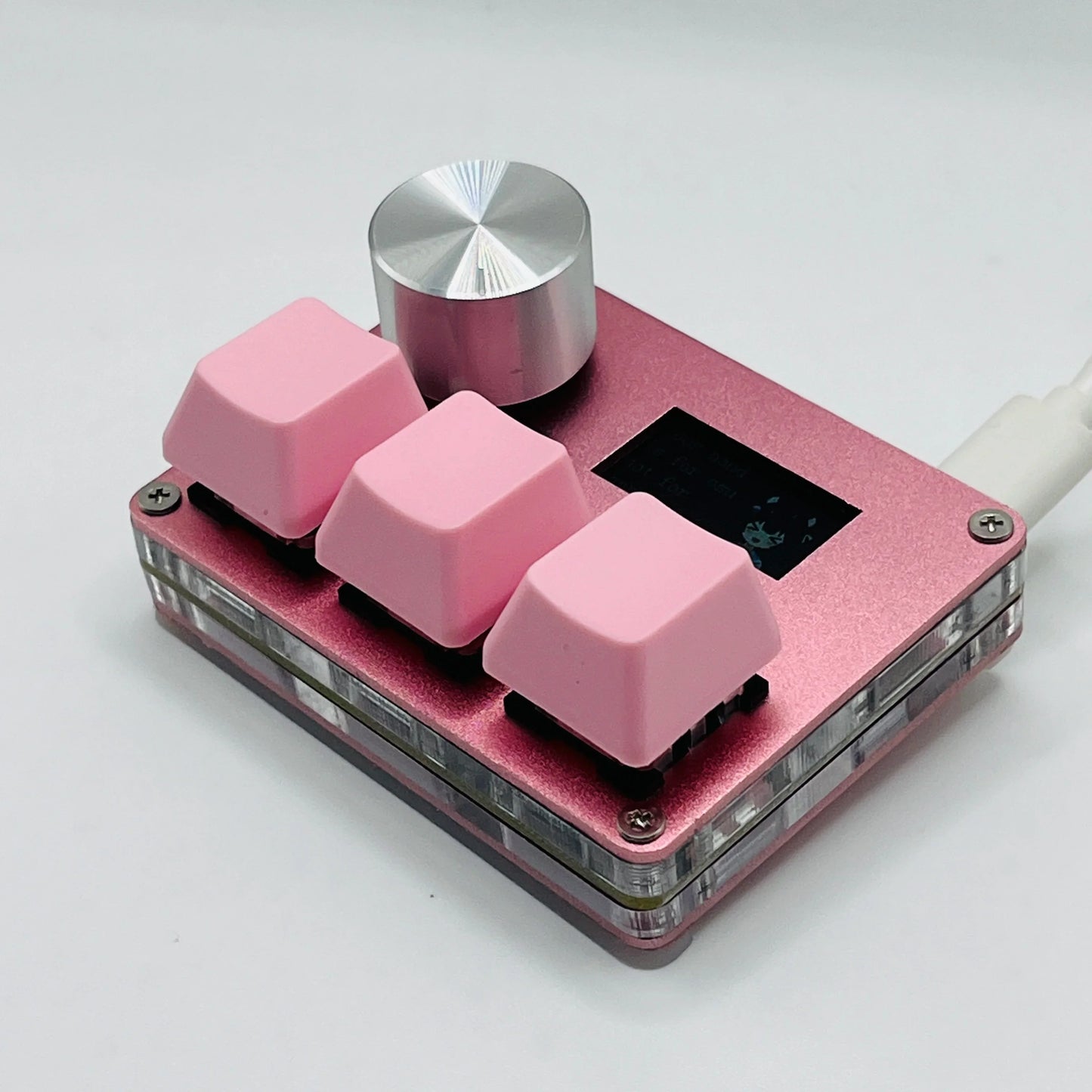 SayoDevice O3C Rapid Trigger Gaming Keyboard with Pink Magnetic Hall Switches – Knob & Screen Macropad for OSU Shortcuts & Copy Paste Controls
