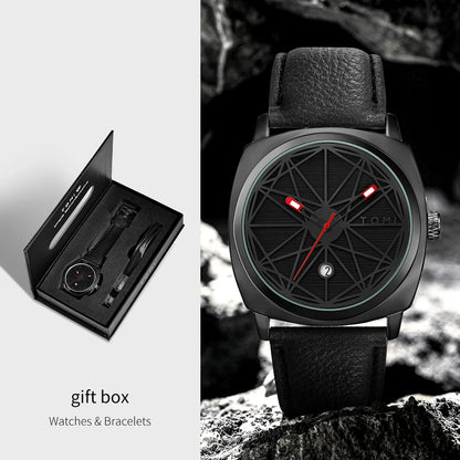 TOMI 2024 Men's Luxury Watch & Bracelet Gift Set – Business Quartz Calendar Watch, 2PCS Versatile Reloj for Men