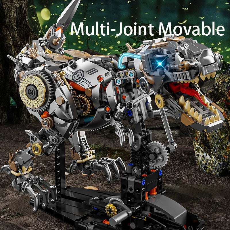 Mechanical Animal Building Blocks – T-Rex, Whale, Parrot, Devil Ray & Shark Model with Lights for Kids & Adults