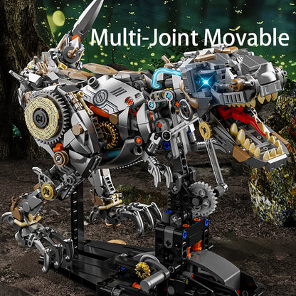 Mechanical Animal Building Blocks – T-Rex, Whale, Parrot, Devil Ray & Shark Model with Lights for Kids & Adults