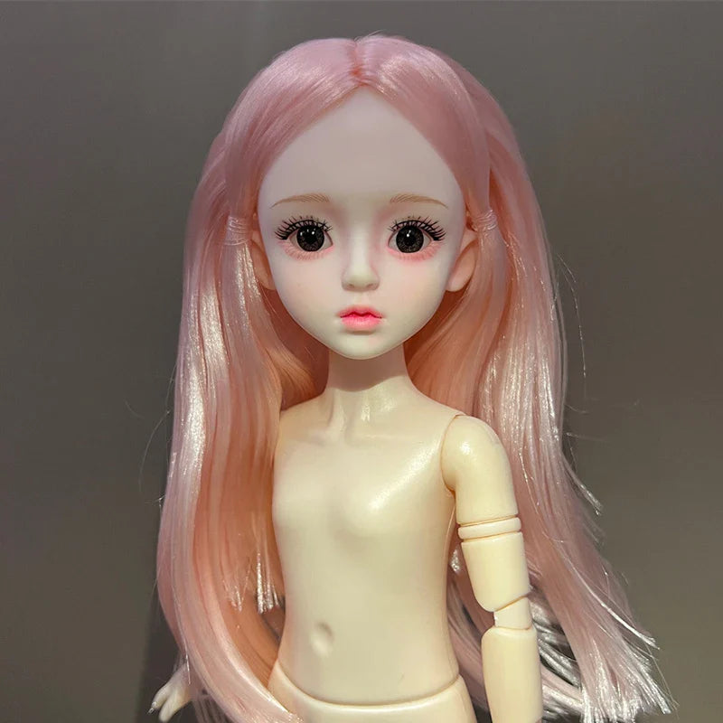 30cm 1/6 BJD Ball Jointed Doll – Starry Gray Eyes with Lolita Fashion Dress, DIY Toy Gift for Girls