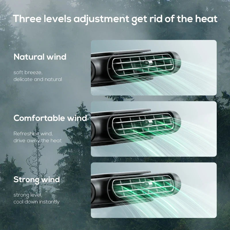 Portable Car Seat Fan – USB Powered Cooling Air Fan for Front & Rear Seats, Adjustable Strap for Car Interior