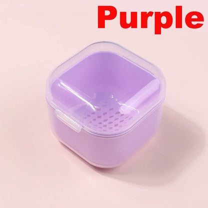 Nail Drill Bit Cleaning Box - Double-Layer Filter Storage Case for Manicure Tools