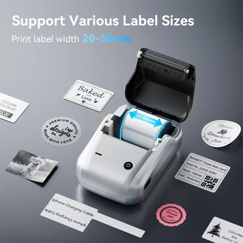 NIIMBOT B1 Portable 2-Inch Thermal Label Printer – Mini Bluetooth Adhesive Sticker Maker for Smartphone & PC
