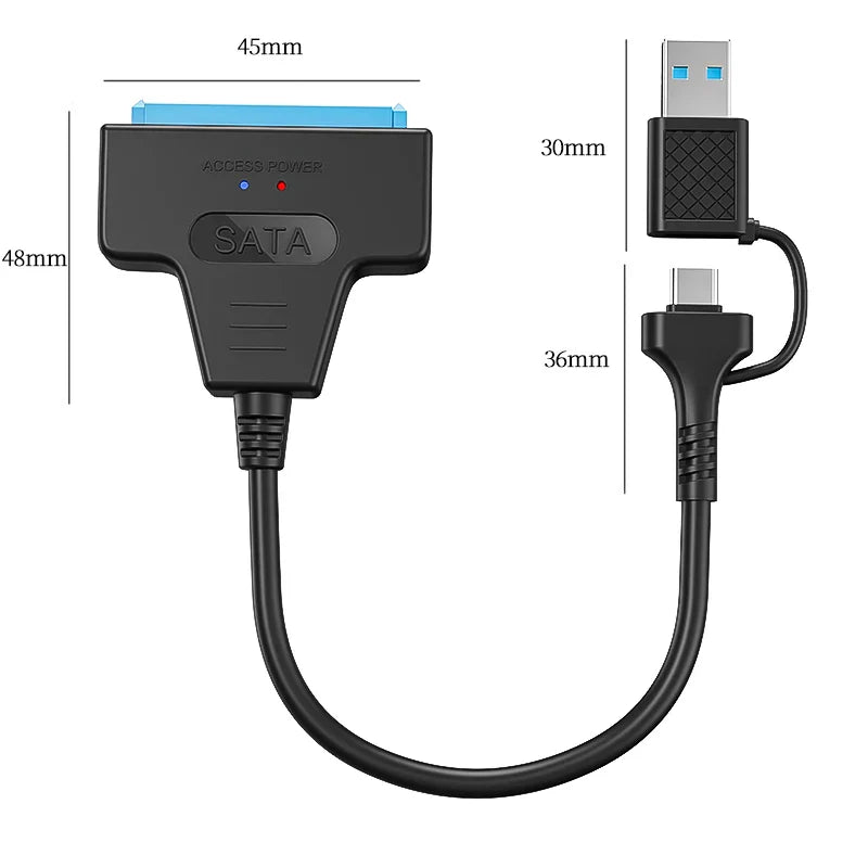 USB 3.1/2.0 SATA to USB Cable – USB 3.0 to SATA III Hard Disk Adapter, Compatible with 2.5-inch HDD and SSD, UASP Support