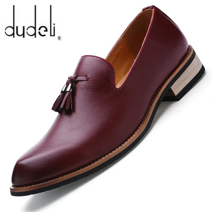 Men’s Leather Slip-On Dress Shoes – Classic Business Formal Oxford Style, Italian Design Flat Shoes for Men