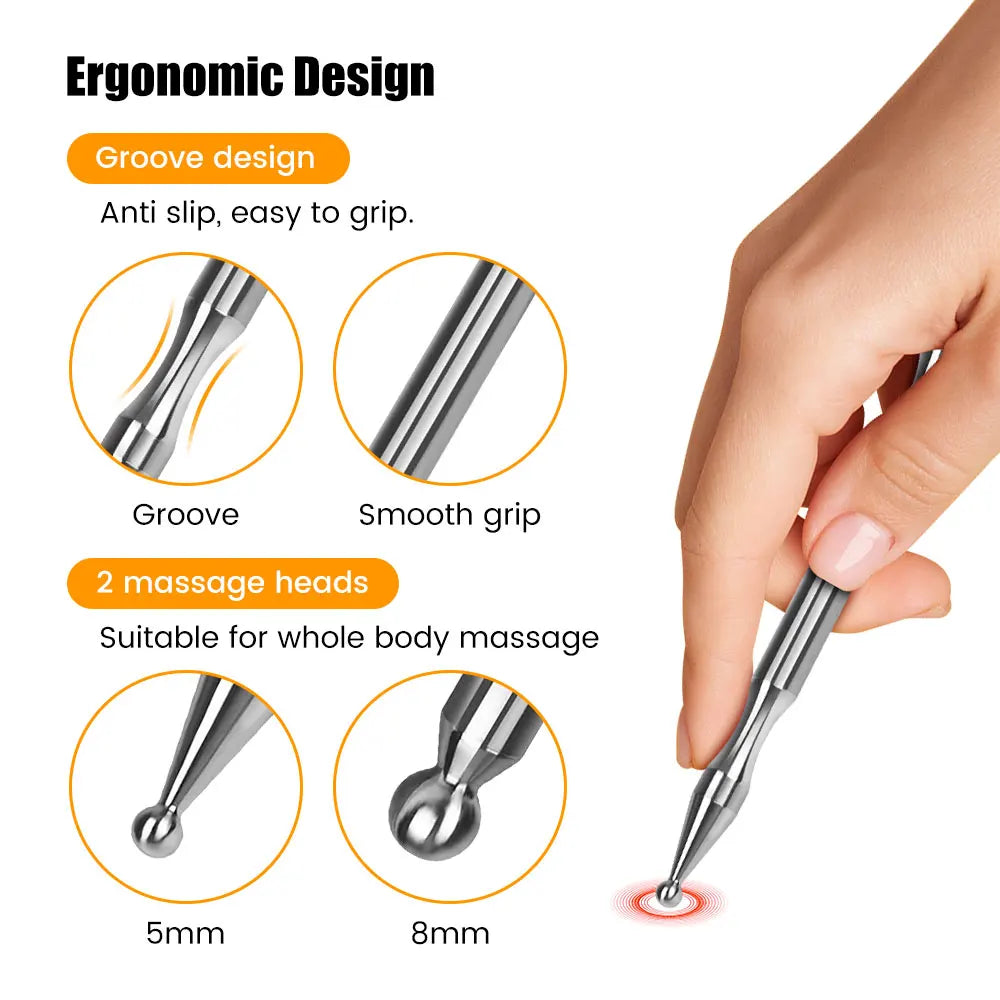 Acupuncture Pen Facial Reflexology Tool – Retractable Double-Headed Point Probe for Face & Body Massage
