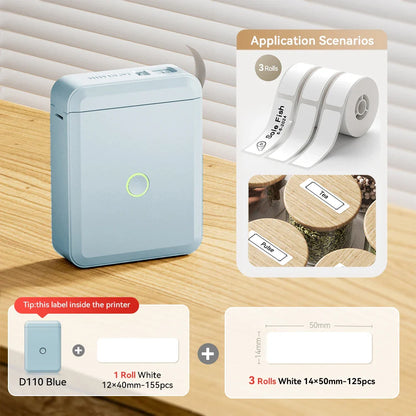 Niimbot D110 Mini Handheld Thermal Label Maker, Wireless Inkless Sticker Printer for Home & Office Organization, Portable Label Machine with Stickers