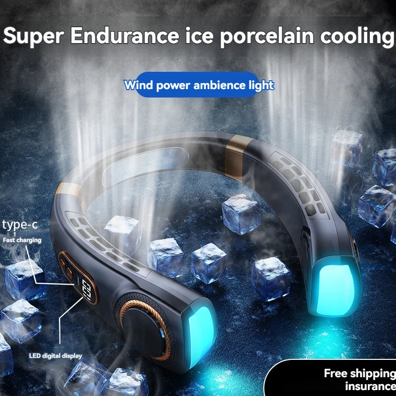 2024 Portable USB Halterneck Silent Bladeless Mini Fan – Handheld Multi-Function Electric Cooler