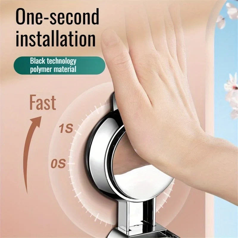 360° Adjustable Shower Head Support – Suction Cup Holder with Plating for Bathroom Wall Mount and Shower Rail
