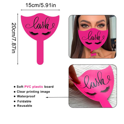 2PCS Eyelash Technician Photo Prop Cards — Soft PVC Handheld Lash Beauty Display Tools for Salon & Social Media