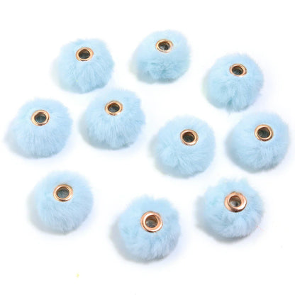 10pcs Plush Fur Ball Beads – Multicolor Pompom Spacer Beads for DIY Jewelry, Earrings & Bracelets